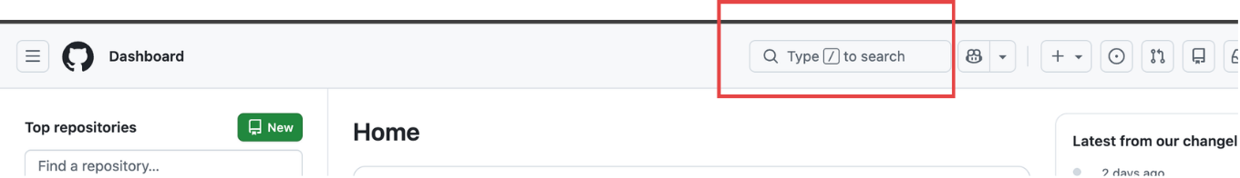 GitHub 页面左上角的搜索框
